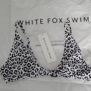White Fox Leopard Bikini Top